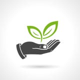Hand Holding Green Leaves Ecology Vector Symbol Stock Photos Hand Holding Green Leaves Ecology Vector Symbol Stock Photos