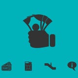 Hand holding money icon flat vector illustration Hand holding money icon flat vector illustration
