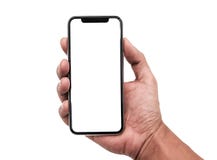 Hand holding, New version of black slim smartphone similar to iphone x