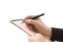 Hand Keep Notebook And Other Hand Keep Pen And Wri Royalty Free Stock Photo