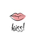 Hand lettering card. The inscription Kiss. Cosmetic logotip vector illustration Hand lettering card. The inscription Kiss. Cosmetic logotip vector illustration