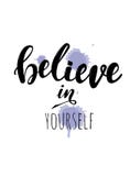 Calligraphy art poster/banner `believe in yourself` stock illustration Calligraphy art poster/banner `believe in yourself` stock illustration