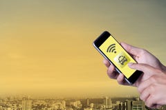 Hand of man using smartphone call taxi by application smartphone stock image Hand of man using smartphone call taxi by application smartphone stock image