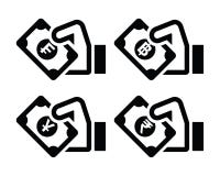 Hand with money icon - franc, baht, yuan, rupee symbols stock illustration Hand with money icon - franc, baht, yuan, rupee symbols stock illustration