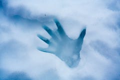 Hand print in fresh snow stock photography Hand print in fresh snow stock photography