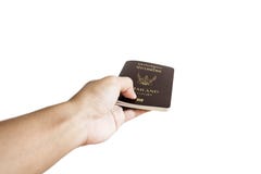 Hand receiving or giving Thai passport, selective focus, isolated on white background stock photos Hand receiving or giving Thai passport, selective focus, isolated on white background stock photos