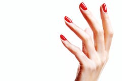 Hand with red fingernails