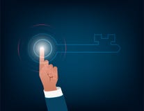 A hand touching key vector illustration A hand touching key vector illustration