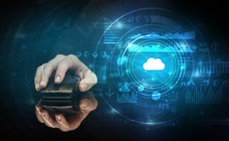 Hand using mouse with cloud technology concept Royalty Free Stock Photo Hand using mouse with cloud technology concept Royalty Free Stock Photo
