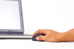 Hand Using Wireless Laptop Mouse. Stock Images