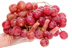 Hand With A Big Red Grapes Royalty Free Stock Photo