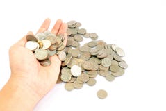 Hand With Coins Royalty Free Stock Photos