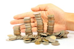 Hand With Coins Stock Image