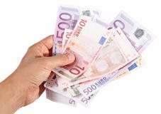 Hand With Euro Banknotes Royalty Free Stock Photo