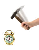 Hand With Hammer And Alarm Clock Royalty Free Stock Photos