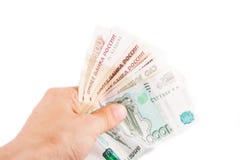 Hand With Russian Rubles Stock Images