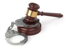 Handcuffs en rechtershamer op witte achtergrond royalty-vrije illustratie Handcuffs en rechtershamer op witte achtergrond royalty-vrije illustratie
