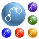 Handcuffs icons set vector royalty free illustration Handcuffs icons set vector royalty free illustration
