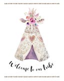 Handdrawn akwareli plemienny teepee, biały z wycena namiot i strzała Boho Ameryka tradycyjny rodzimy ornament royalty ilustracja Handdrawn akwareli plemienny teepee, biały z wycena namiot i strzała Boho Ameryka tradycyjny rodzimy ornament royalty ilustracja