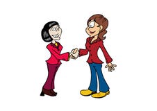 Handdruk Aziatische vrouw en Europese vrouw vector illustratie Handdruk Aziatische vrouw en Europese vrouw vector illustratie