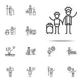 Handelsresande familjsymbol Resa den universella uppsättningen för symboler för rengöringsduk och mobil royaltyfri illustrationer Handelsresande familjsymbol Resa den universella uppsättningen för symboler för rengöringsduk och mobil royaltyfri illustrationer