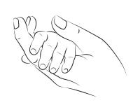 Handinnehavet behandla som ett barn handlinework royaltyfri illustrationer Handinnehavet behandla som ett barn handlinework royaltyfri illustrationer