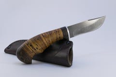 Handmade knife with wooden handle and sheath stock images Handmade knife with wooden handle and sheath stock images