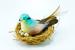 Handmade Little Bird In The Handmade Nest Royalty Free Stock Images