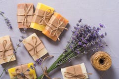 Handmade Natural Soap With Lavander Stock Photo