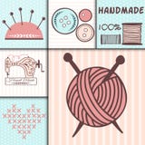 Handmade uszycia rzemiosła odznaki szy sztandar mody krawiectwo dostosowywają rękodzieło elementów wektoru ilustrację ilustracji Handmade uszycia rzemiosła odznaki szy sztandar mody krawiectwo dostosowywają rękodzieło elementów wektoru ilustrację ilustracji
