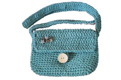 Handmade wool bag isolated on white royalty free stock photography Handmade wool bag isolated on white royalty free stock photography