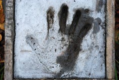 Handprint in cement stock image. Image of design, signature - 57231835