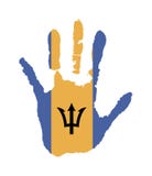 Handprint do vetor sob a forma da bandeira de Barbados ilustração do vetor Handprint do vetor sob a forma da bandeira de Barbados ilustração do vetor