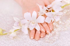 Hands And Orchid Royalty Free Stock Image