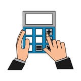 Hands with business calculator device vector illustration Hands with business calculator device vector illustration