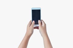 Hands holding the phone useing two hands stock photo Hands holding the phone useing two hands stock photo