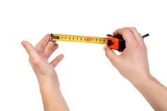 Hands Holding Tape Measure Royalty Free Stock Photography Hands Holding Tape Measure Royalty Free Stock Photography