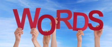 Hands Holding Words in the Sky Royalty Free Stock Photography Hands Holding Words in the Sky Royalty Free Stock Photography