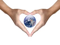 Hands Make Heart Shape Cover The Earth Stock Image