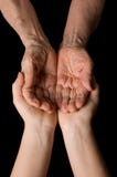 Hands Of Old Woman On Black Royalty Free Stock Photography