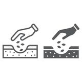 Hands planting seeds line and glyph icon stock illustration Hands planting seeds line and glyph icon stock illustration