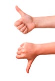 Hands Showing Thumbs Up And Down Stock Photography