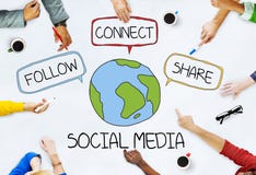 Hands on Table with Social Media Concepts stock photos Hands on Table with Social Media Concepts stock photos