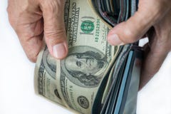 Hands taking out cash from purse. royalty free stock image Hands taking out cash from purse. royalty free stock image