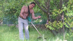 Naked Man Mowing The Lawn