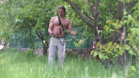 Naked Man Mowing The Lawn