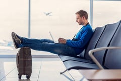 Handsome man waiting for registration stock photos Handsome man waiting for registration stock photos