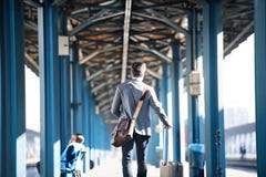 Mature businessman on a train station. Stock Photos Mature businessman on a train station. Stock Photos