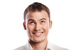 Handsome Smiling Young Man Looking Up Isolated Royalty Free Stock Photos Handsome Smiling Young Man Looking Up Isolated Royalty Free Stock Photos