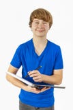 Handsome Teenage Boy With Blue Shirt Stock Images